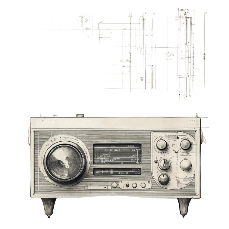 Retro Radio Plan Vinyl Car Decal Sticker – Waterproof & UV-Resistant 4.0"
