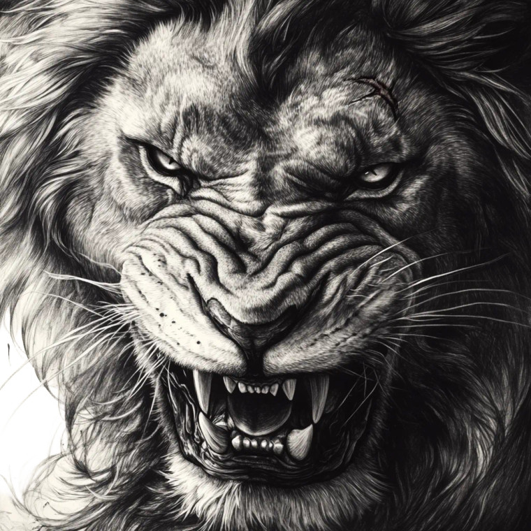 Roaring Lion Scarred Eye Vinyl Car Decal Sticker – Waterproof & UV-Resistant 4.0"