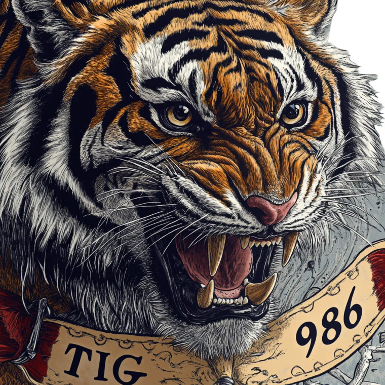 Roaring Tiger Tig 986 Vinyl Car Decal Sticker – Waterproof & UV-Resistant 4.0"