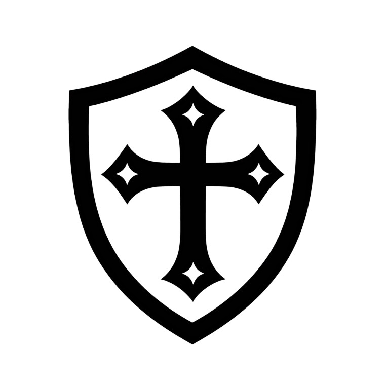 Shield Cross Icon Vinyl Car Decal Sticker – Waterproof & UV-Resistant 4.0"