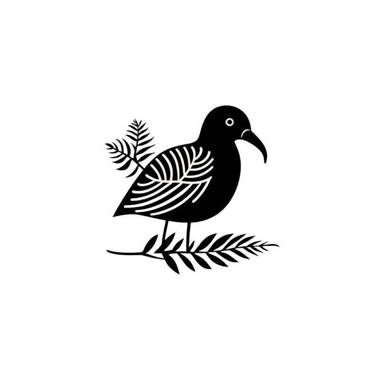 Silver Fern Kiwi Logo Vinyl Car Decal Sticker – Waterproof & UV-Resistant 4.0"