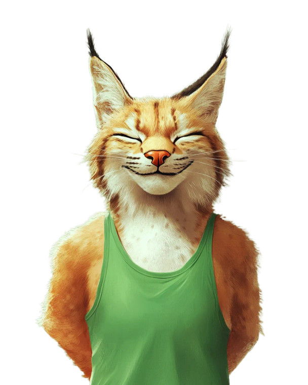 Smiling Lynx Green Tanktop Vinyl Car Decal Sticker – Waterproof & UV-Resistant 4.0"