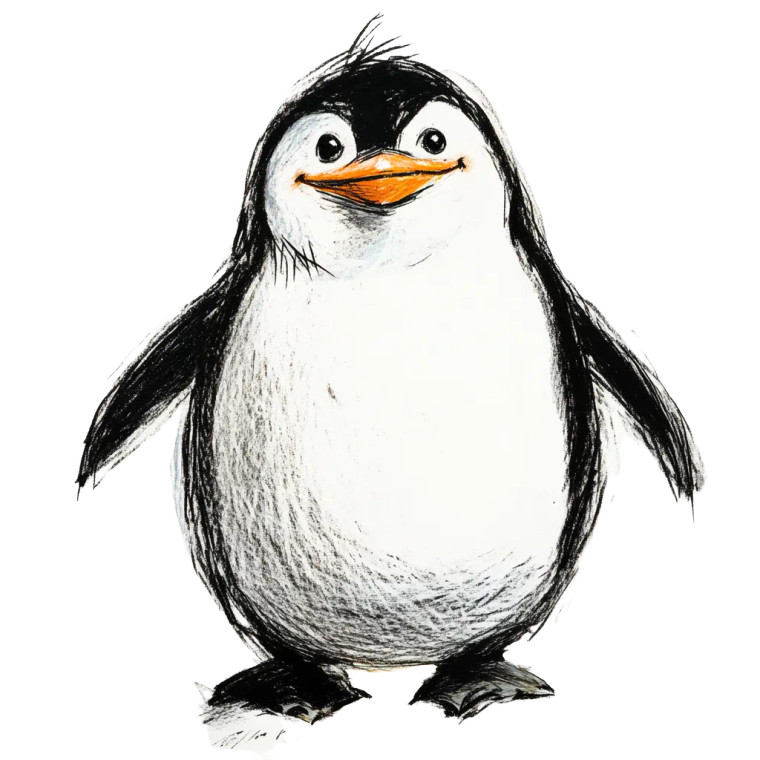 Smiling Penguin Hand Drawn Vinyl Car Decal Sticker – Waterproof & UV-Resistant 4.0"