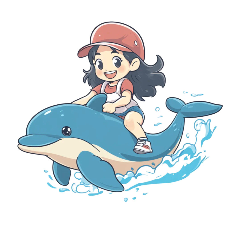 Smiling Woman Dolphin Anime Vinyl Car Decal Sticker – Waterproof & UV-Resistant 4.0"