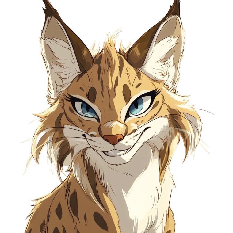 Smirking Female Lynx Fursona Vinyl Car Decal Sticker – Waterproof & UV-Resistant 4.0"