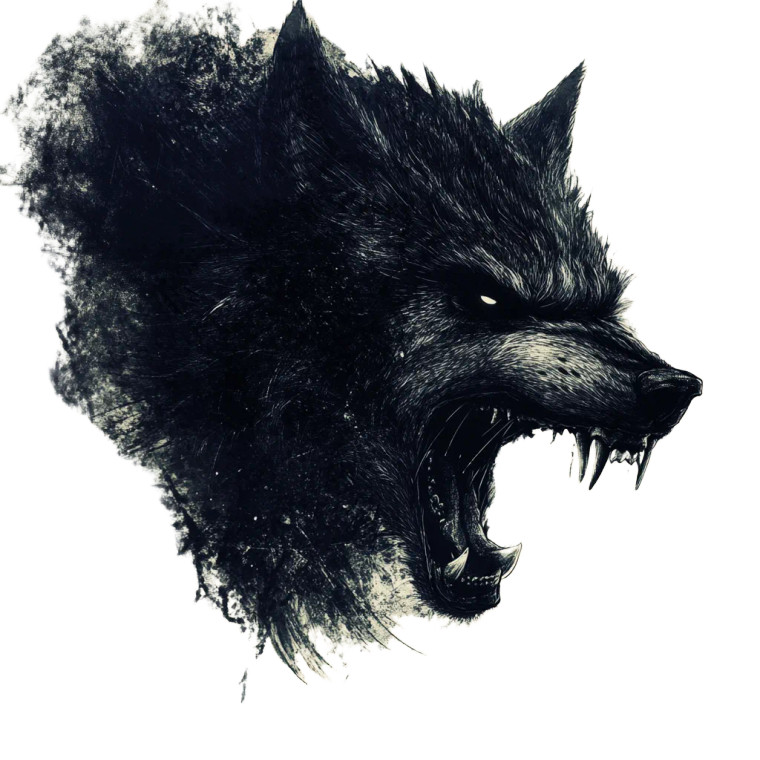 Snarling Wolf Gothic Dark Vinyl Car Decal Sticker – Waterproof & UV-Resistant 4.0"