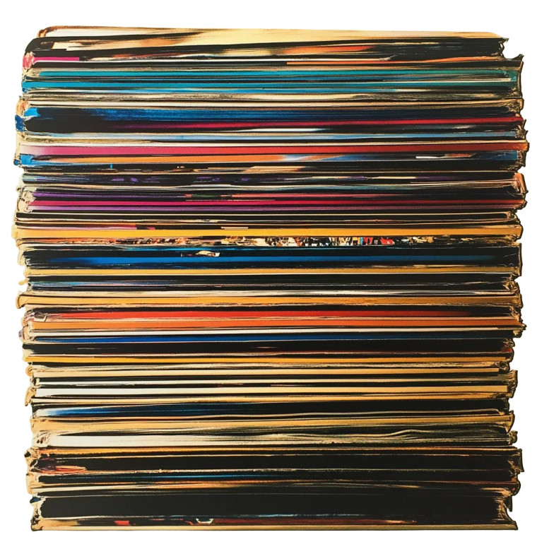 Stacked Records Blank Background Vinyl Car Decal Sticker – Waterproof & UV-Resistant 4.0"