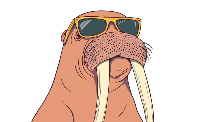 Sunglasses Walrus Cartoon Vinyl Car Decal Sticker – Waterproof & UV-Resistant 7.14"
