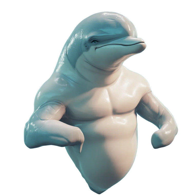 Suspicious Muscular Dolphin Vinyl Car Decal Sticker – Waterproof & UV-Resistant 4.0"