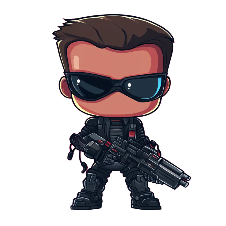 Terminator Chibi Vinyl Car Decal Sticker – Waterproof & UV-Resistant 4.0"
