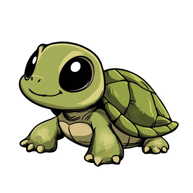 Tiny Comic Turtle Vinyl Car Decal Sticker – Waterproof & UV-Resistant 4.0"