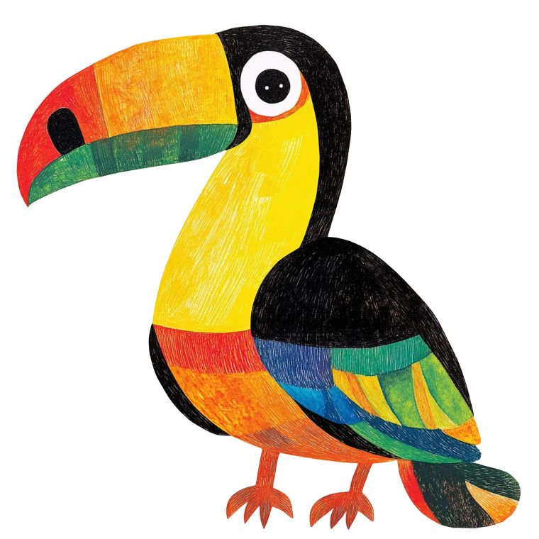Toucan Eric Carle Style Vinyl Car Decal Sticker – Waterproof & UV-Resistant 4.0"