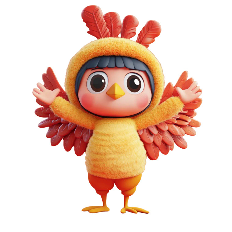 Turkey Costume Man Kawaii Vinyl Car Decal Sticker – Waterproof & UV-Resistant 4.0"