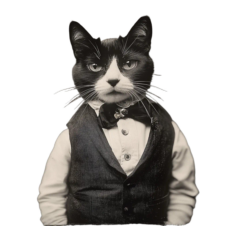 Tuxedo Cat Pocket Watch Vinyl Car Decal Sticker – Waterproof & UV-Resistant 4.0"