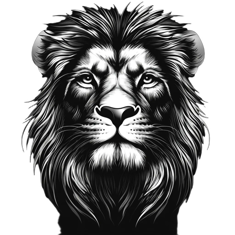 Vector Lion Front Bw Vinyl Car Decal Sticker – Waterproof & UV-Resistant 4.0"