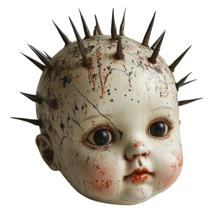 Vintage Doll Head Spikes Vinyl Car Decal Sticker – Waterproof & UV-Resistant 4.0"