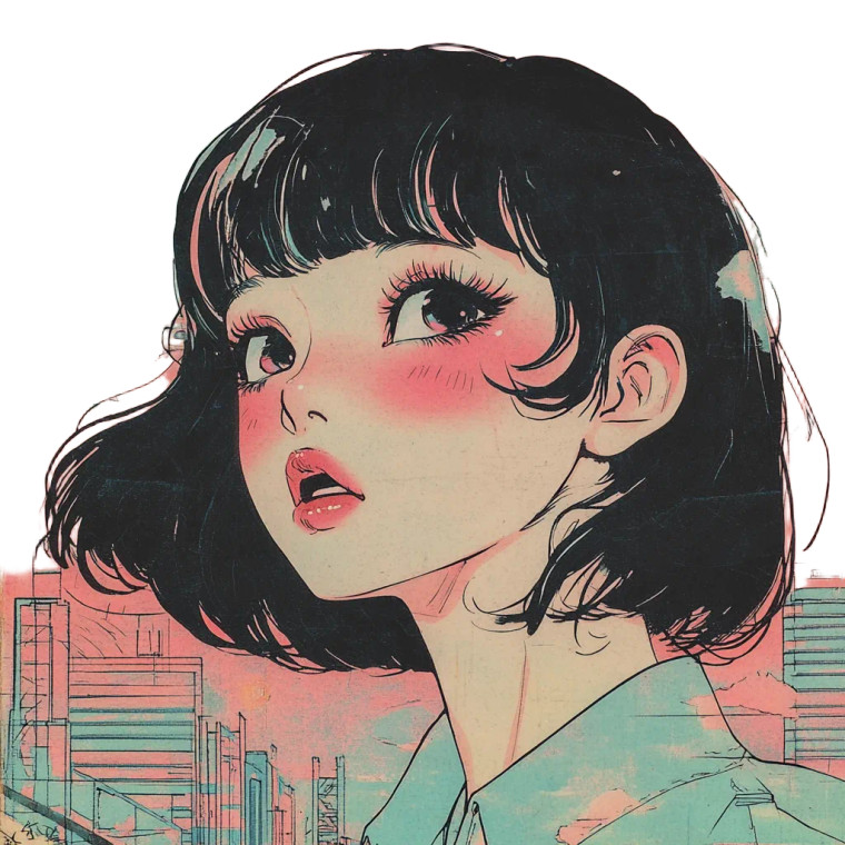 Vintage Japanese Anime Risograph Vinyl Car Decal Sticker – Waterproof & UV-Resistant 4.0"