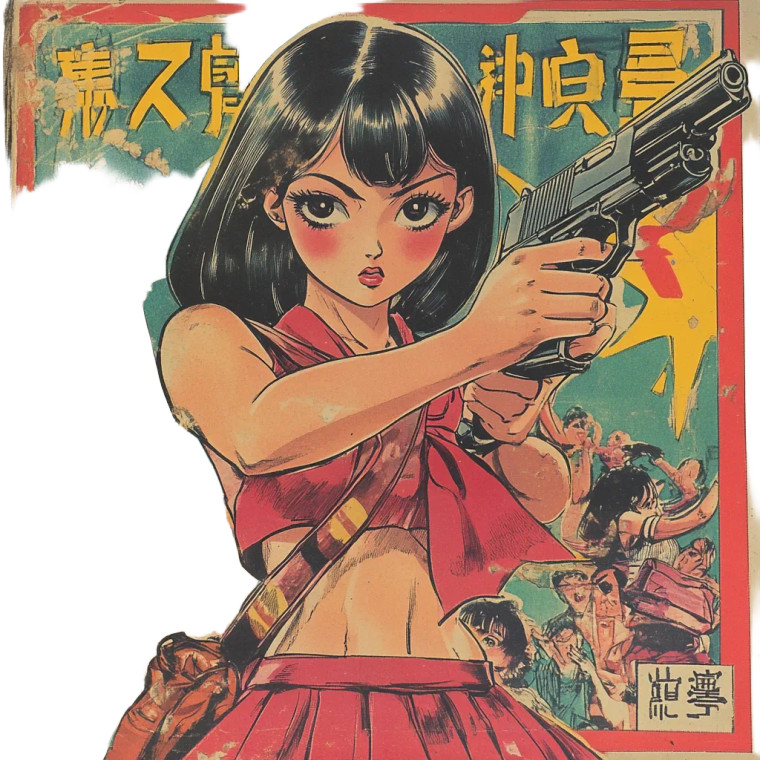 Vintage Japanese Comics Schoolgirls Guns Vinyl Car Decal Sticker – Waterproof & UV-Resistant 4.0"