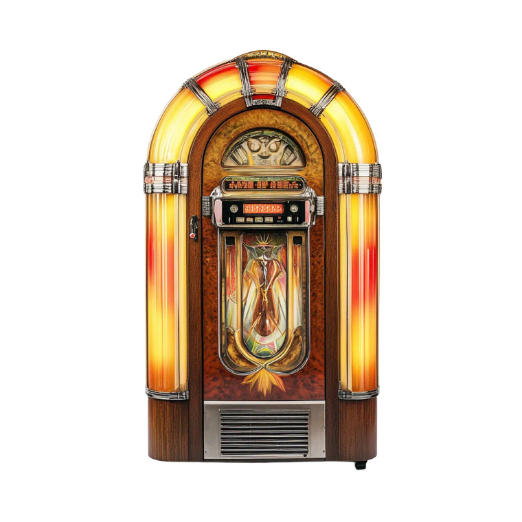 Vintage Jukebox White Background Vinyl Car Decal Sticker – Waterproof & UV-Resistant 4.0"