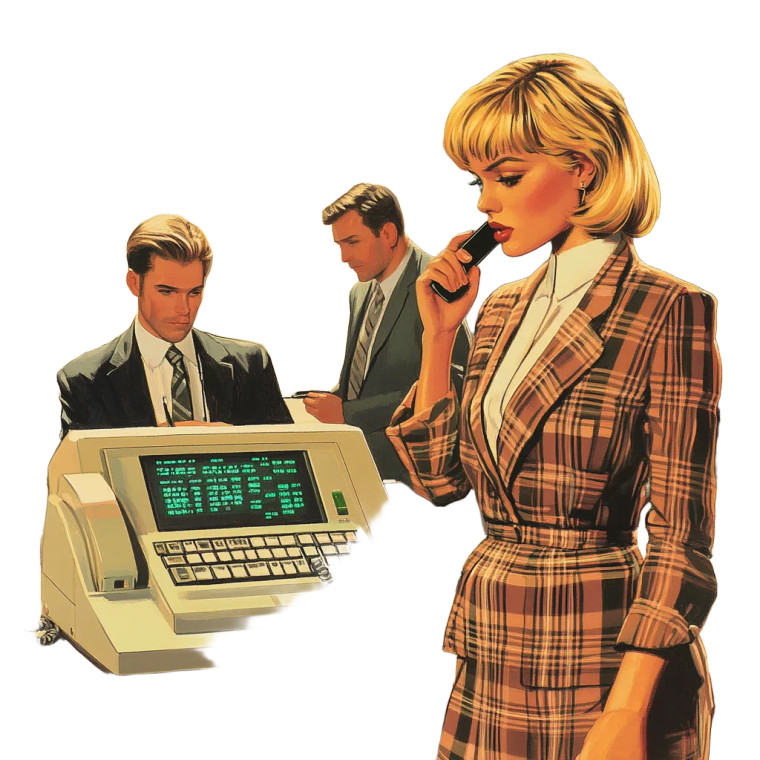 Vintage Office 1980S Scene Vinyl Car Decal Sticker – Waterproof & UV-Resistant 4.0"