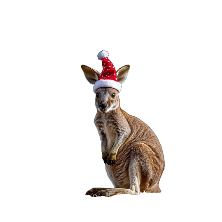 Wallaby Christmas Hat Park Vinyl Car Decal Sticker – Waterproof & UV-Resistant 4.0"