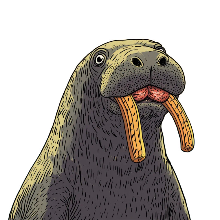 Walrus Hotdog Tusks Vinyl Car Decal Sticker – Waterproof & UV-Resistant 4.0"