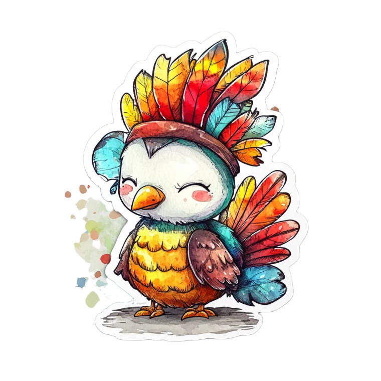 Watercolor Cute Thanksgiving Sticker Vinyl Car Decal Sticker – Waterproof & UV-Resistant 4.0"
