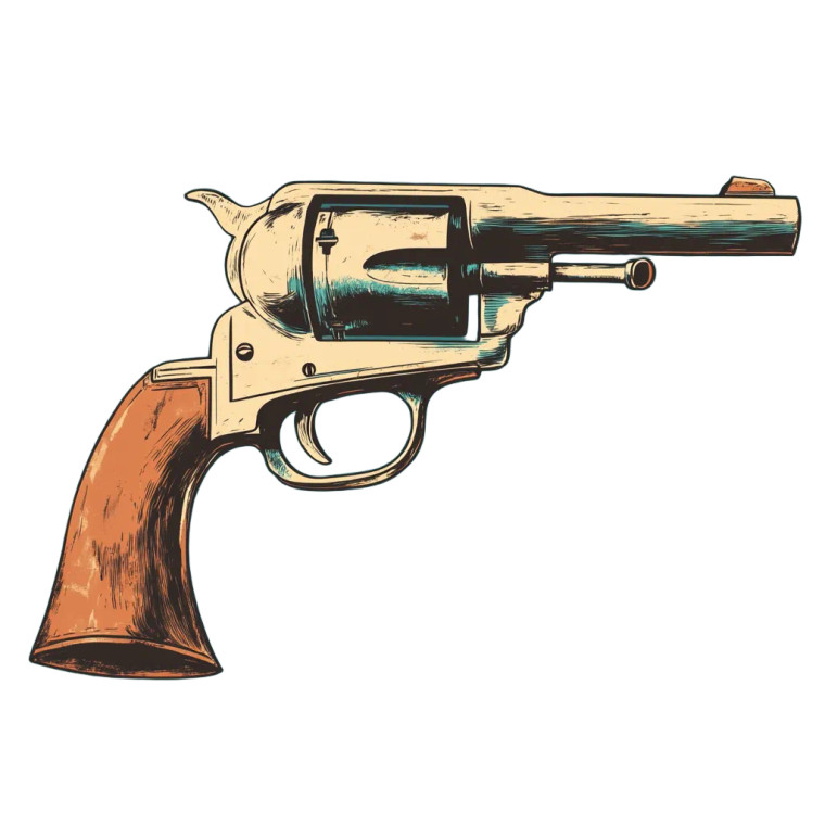 Western Comics Revolver Tshirt Vinyl Car Decal Sticker – Waterproof & UV-Resistant 4.0"