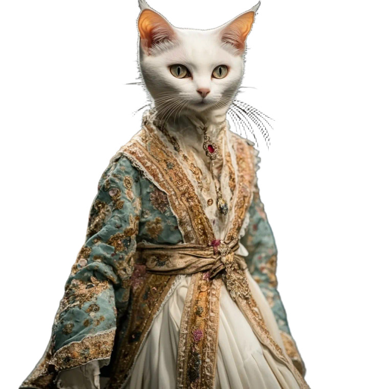 White Cat Human Body Vinyl Car Decal Sticker – Waterproof & UV-Resistant 4.0"