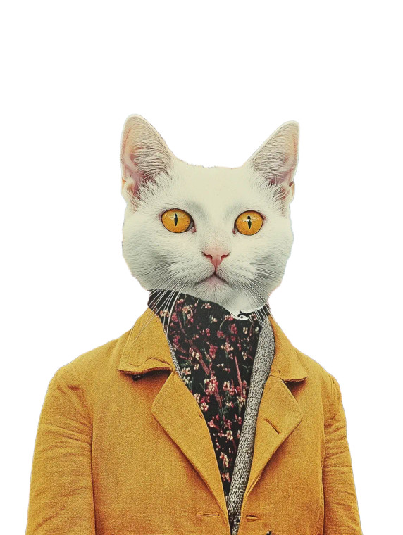 White Cat Portrait Surreal Vinyl Car Decal Sticker – Waterproof & UV-Resistant 4.11"