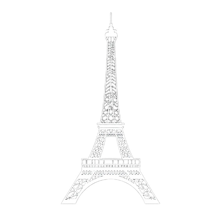 White Eiffel Tower Silhouette Vinyl Car Decal Sticker – Waterproof & UV-Resistant 4.0"