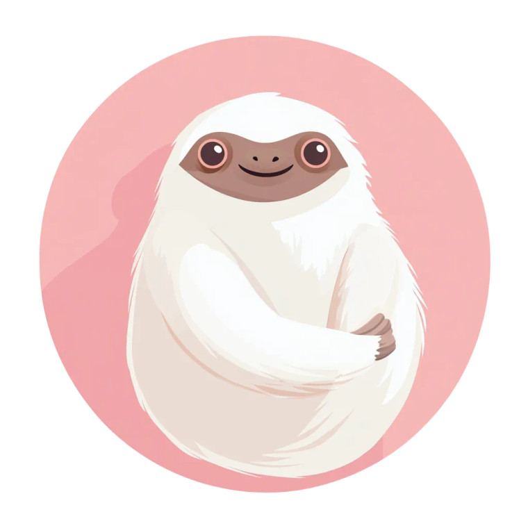 White Sloth Vector Icon Vinyl Car Decal Sticker – Waterproof & UV-Resistant 4.0"