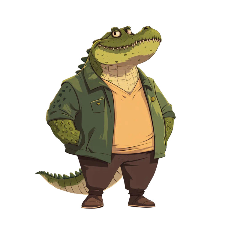 Wise Crocodile Character Vinyl Car Decal Sticker – Waterproof & UV-Resistant 4.0"