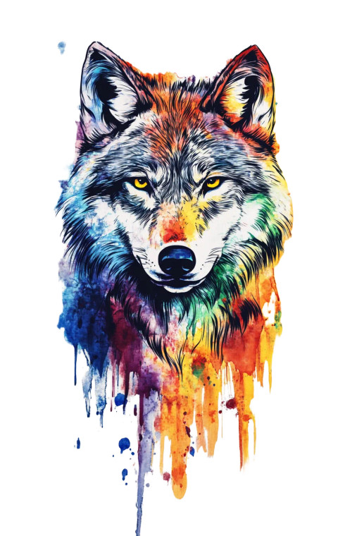Wolf Watercolor Tshirt Design Vinyl Car Decal Sticker – Waterproof & UV-Resistant 4.0"