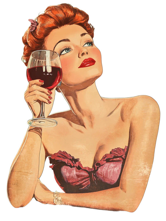 Woman Thinking Wine Vintage Vinyl Car Decal Sticker – Waterproof & UV-Resistant 4.11"