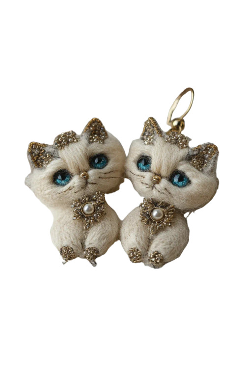 Wool Bead Cat Earrings Vinyl Car Decal Sticker – Waterproof & UV-Resistant 4.0"