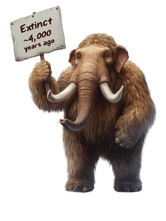 Wooly Mammoth Extinct Sign Vinyl Car Decal Sticker – Waterproof & UV-Resistant 4.0"