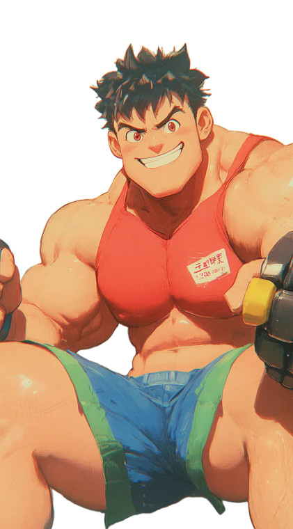 Muscular Anime Bodybuilder V2 Vinyl Car Decal Sticker – Waterproof & UV-Resistant 8"