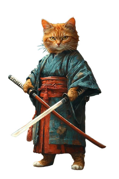 Samurai Cat V9 Vinyl Car Decal Sticker – Waterproof & UV-Resistant 8"