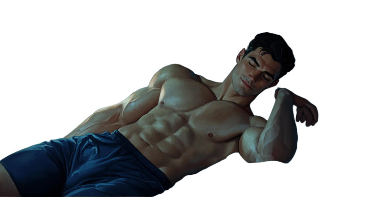 Sleeping Muscular Man Vinyl Car Decal Sticker – Waterproof & UV-Resistant 8"