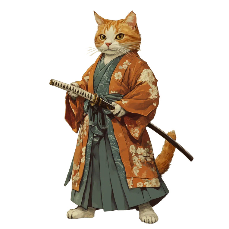 Samurai Cat V5 Vinyl Car Decal Sticker – Waterproof & UV-Resistant 8"