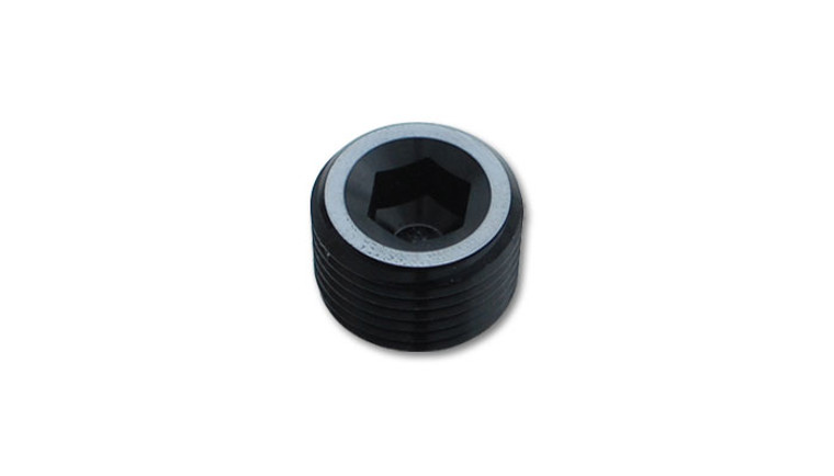 Vibrant Performance Socket Style Pipe Plug Fitting | 1/4 Inch NPT, Anodized Black Aluminum
