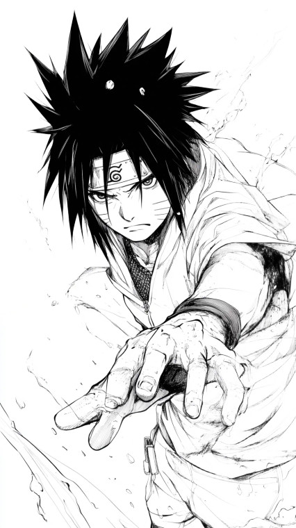 Sasuke Line Art Vinyl Car Decal Sticker – Waterproof & UV-Resistant 8"