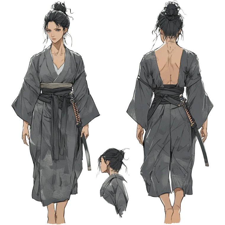 Female Samurai Design V2 Vinyl Car Decal Sticker – Waterproof & UV-Resistant 8"