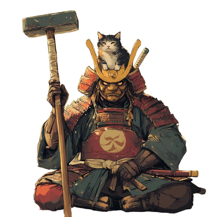 Intimidating Samurai With Toy Vinyl Car Decal Sticker – Waterproof & UV-Resistant 8"