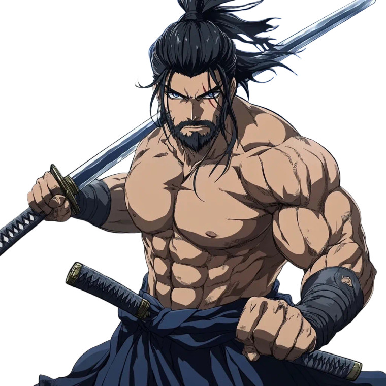 Muscled Samurai Vinyl Car Decal Sticker – Waterproof & UV-Resistant 8"