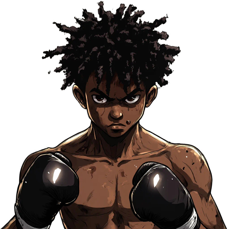 Black Anime Boxer V2 Vinyl Car Decal Sticker – Waterproof & UV-Resistant 8"
