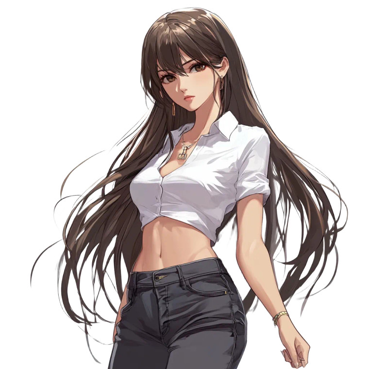 Long Hair Josei V2 Vinyl Car Decal Sticker – Waterproof & UV-Resistant 8"