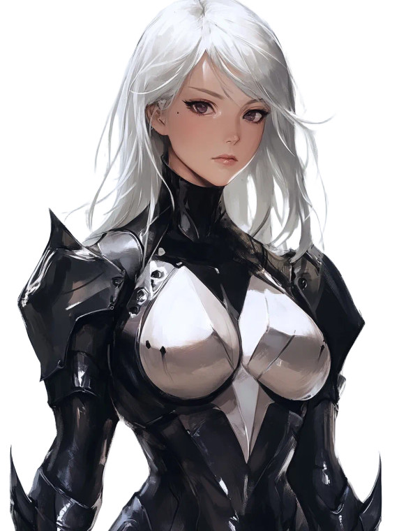 Armored Anime Girl V2 Vinyl Car Decal Sticker – Waterproof & UV-Resistant 8"