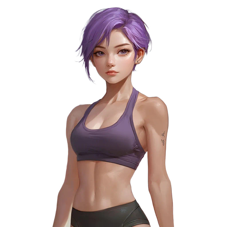 Purple-Haired Athlete Vinyl Car Decal Sticker – Waterproof & UV-Resistant 8"